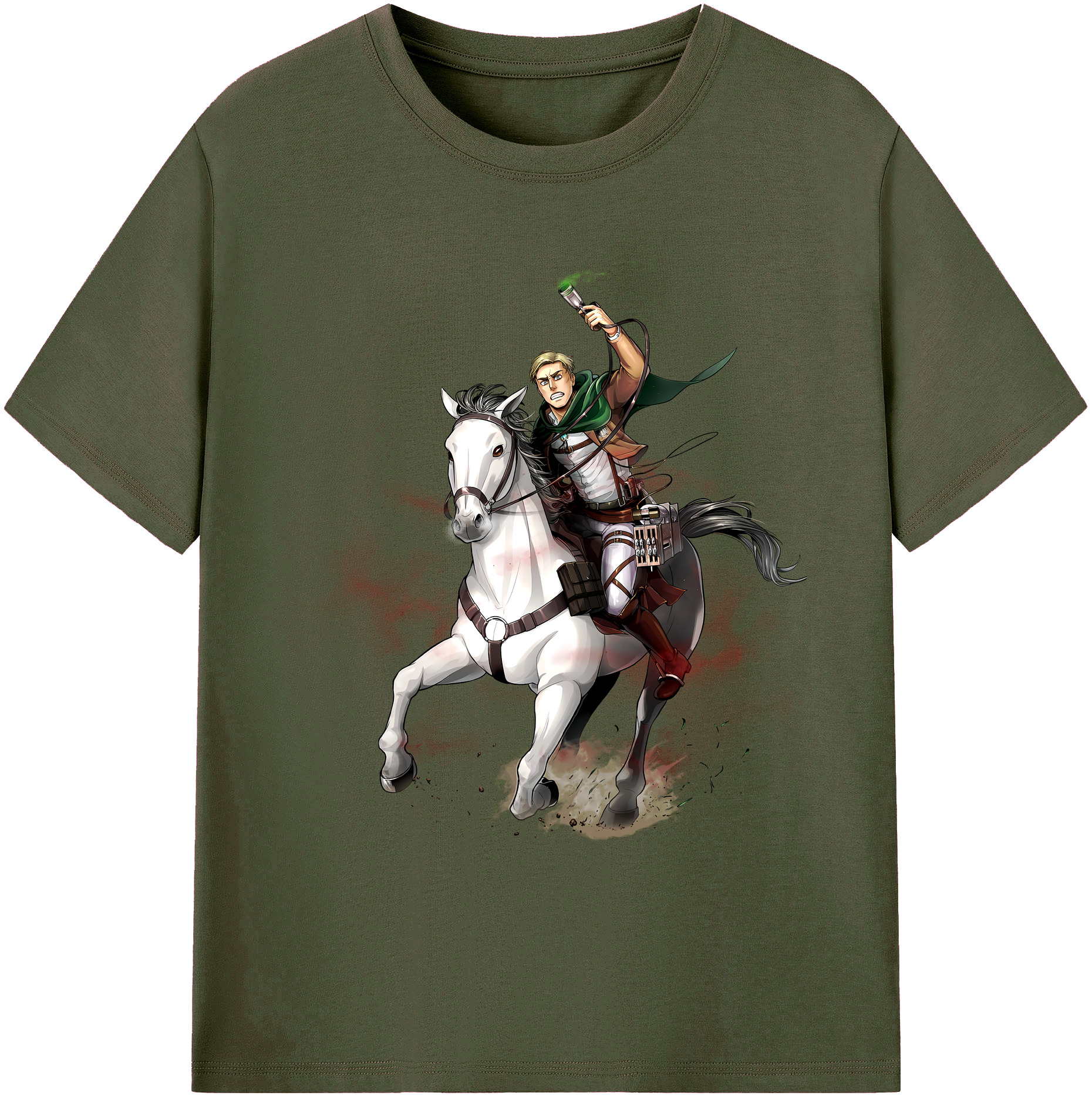（画像用） 進撃の巨人 エルヴィン・スミス Attack on Titan Erwin Smith 綿100％ メンズ半袖Tシャツ｜肌触りやわらか＆通気性